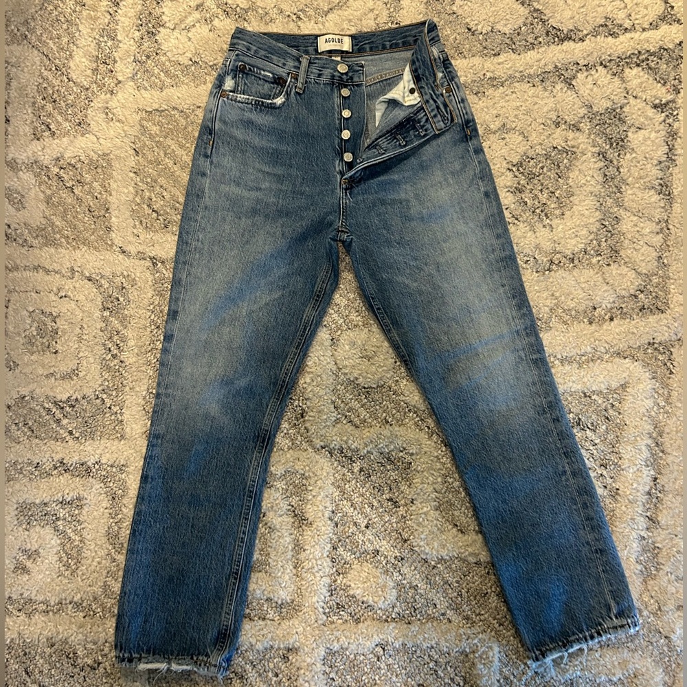 AGOLDE Riley High Rise Straight Crop in Frequency Size 24